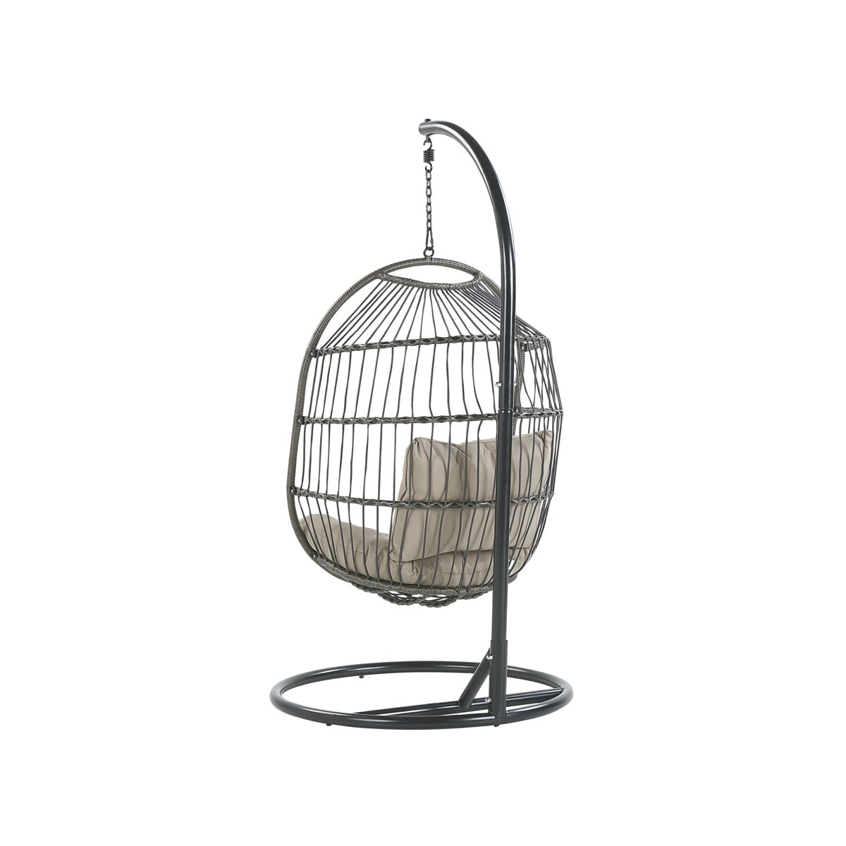 Fotel wiszący ze stojakiem z technorattanu czarny ALBA