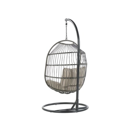 Fotel wiszący ze stojakiem z technorattanu czarny ALBA