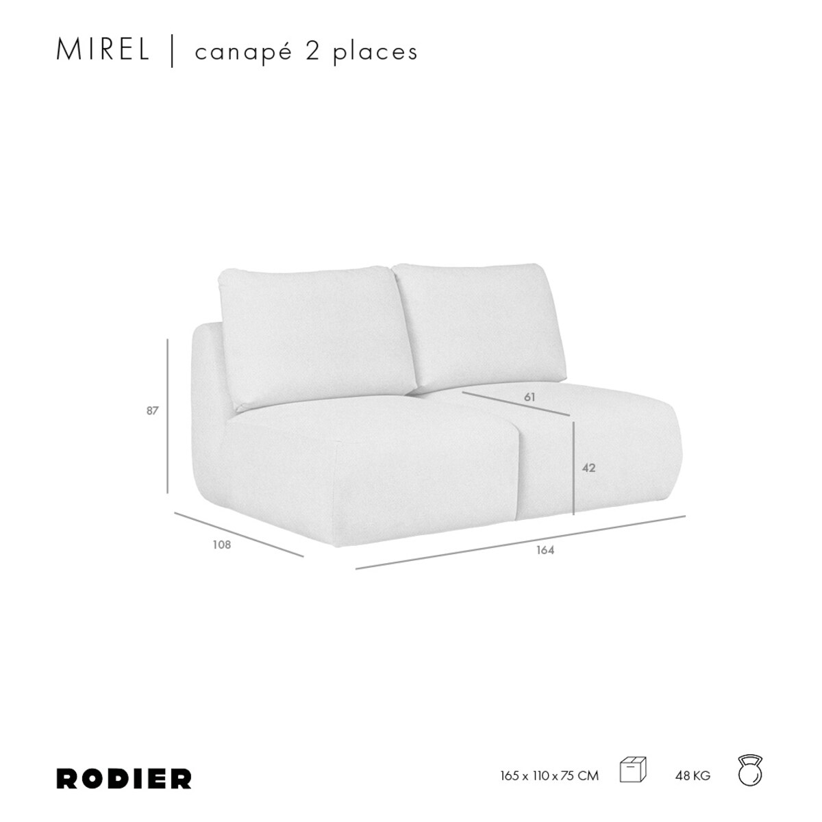 Mirel Sofa 2 osobowa bez podłokietników różowa