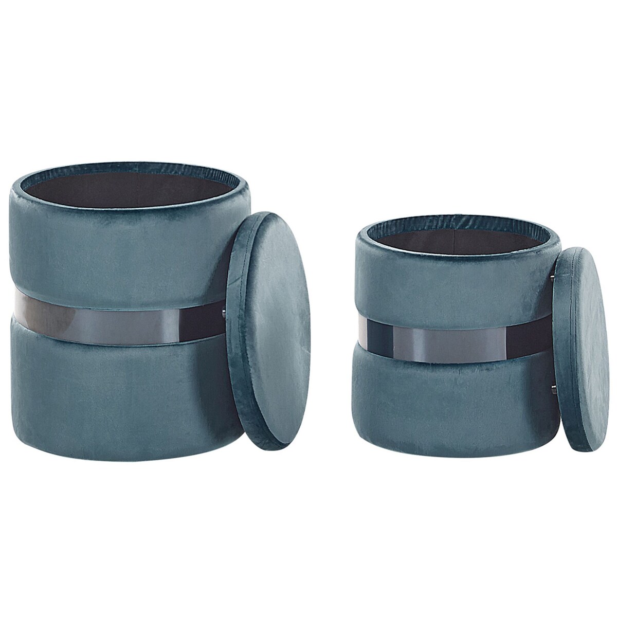 Zestaw 2 pufów ze schowkiem welurowy niebieski DORIS