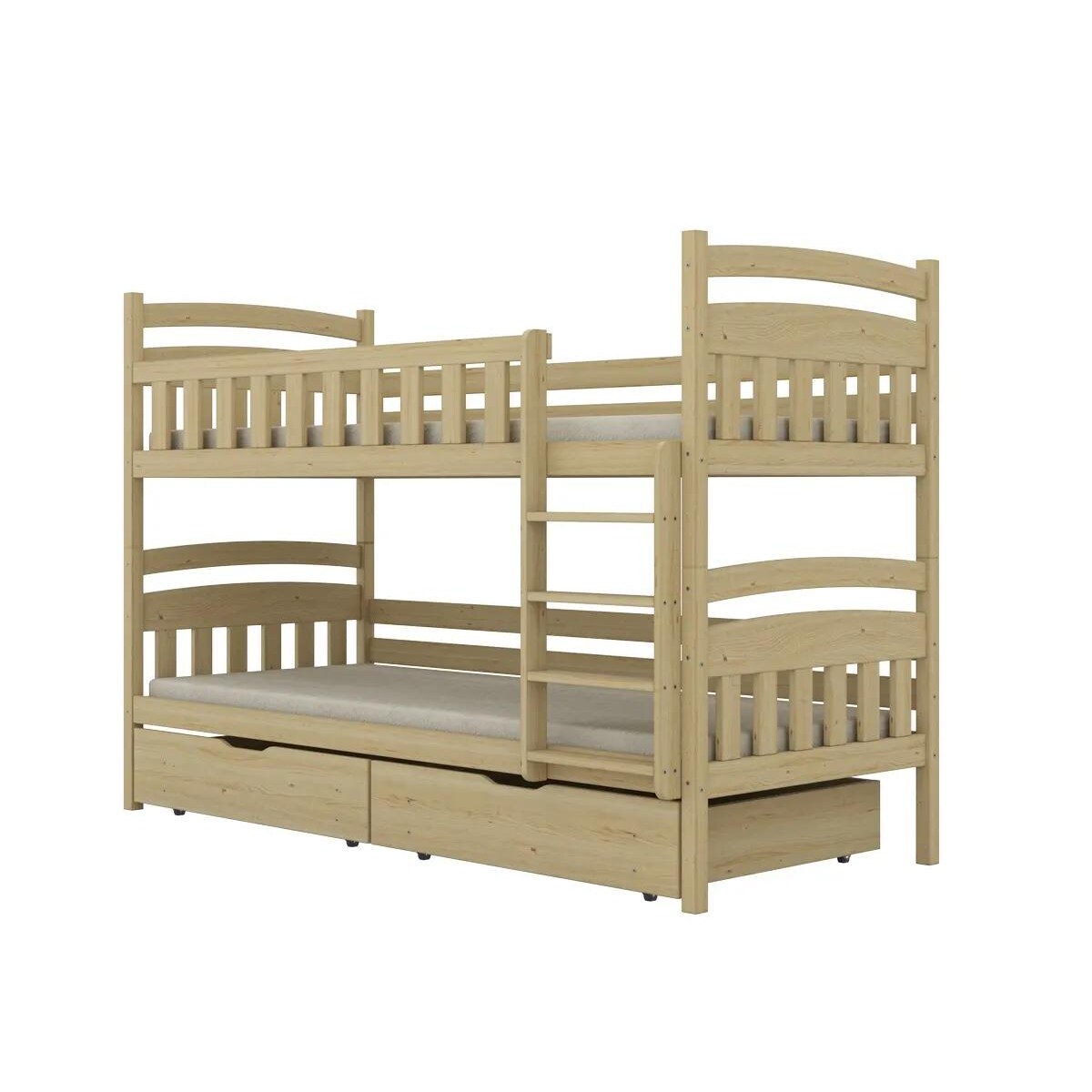 Łóżko piętrowe JULITA 160x80 sosna lakierowana drewniane z szufladami