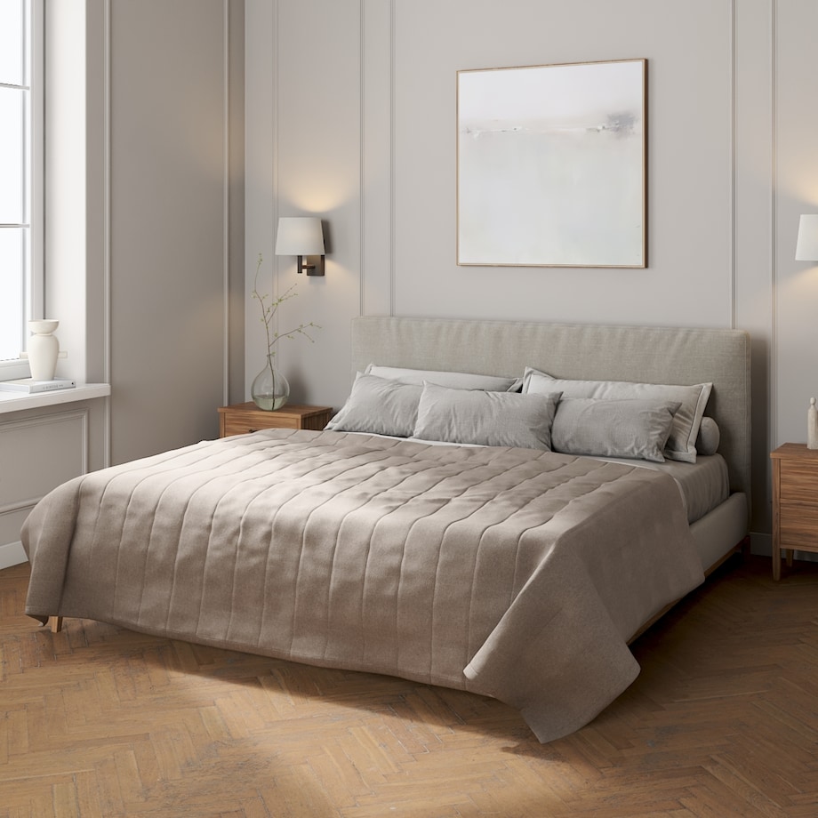 Narzuta pikowana w pasy 130x210 beżowo-szary