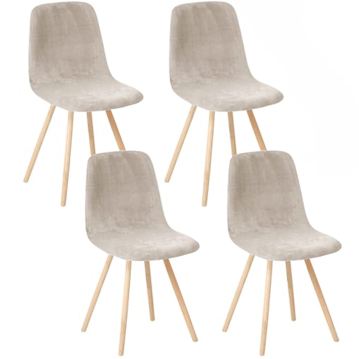 Pokrowiec Na Krzesło Zestaw 4 Szt Skandynawskie Szary Beż Welur