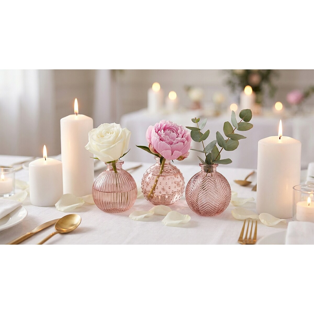 MAŁY WAZONIK WAZON SZKLANY 8cm 3 szt NA GAŁĄZKĘ KWIATY DO SALONU DOMU BOHO