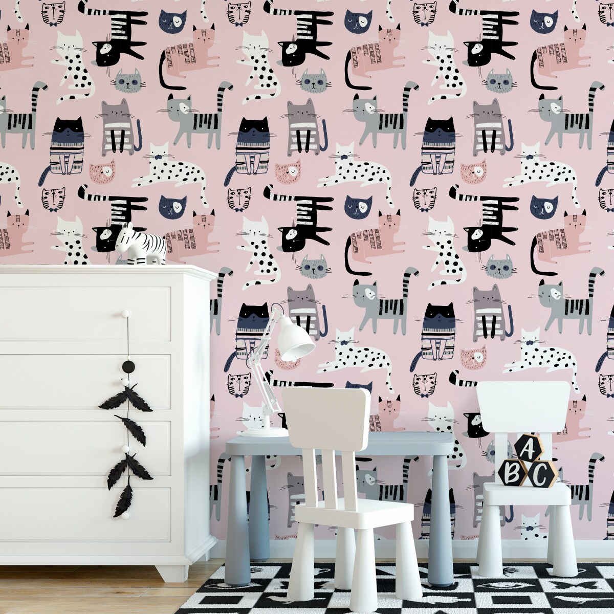 Tapeta Dziecięca KOLOROWE Kotki Zwierzątka