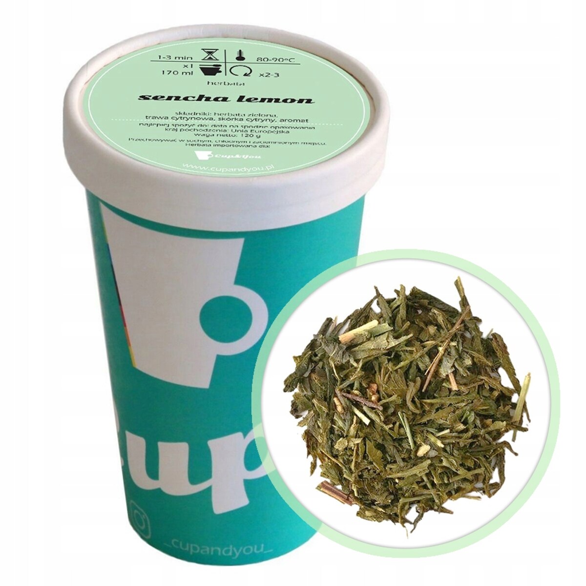 Herbata zielona SENCHA LEMON sypana skórka cytryny trawa cytrynowa 120g - herbata liściasta sypana mieszanka napar susz