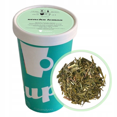 Herbata zielona SENCHA LEMON sypana skórka cytryny trawa cytrynowa 120g - herbata liściasta sypana mieszanka napar susz