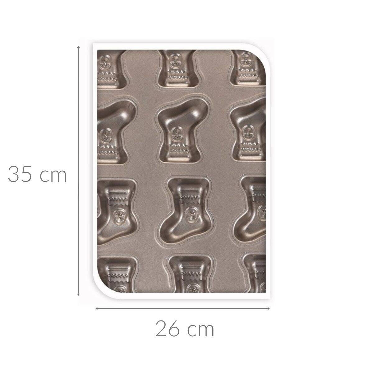 Foremki świąteczne do pieczenia ciastek, non-stick, motyw skarpet, 35 x 26 cm