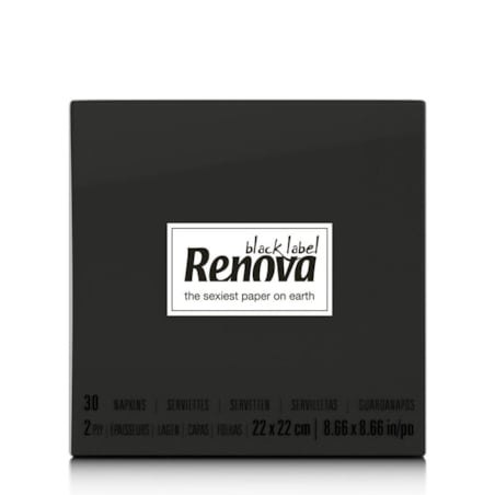 Czarne serwetki koktajlowe Renova 22x22cm 30 szt