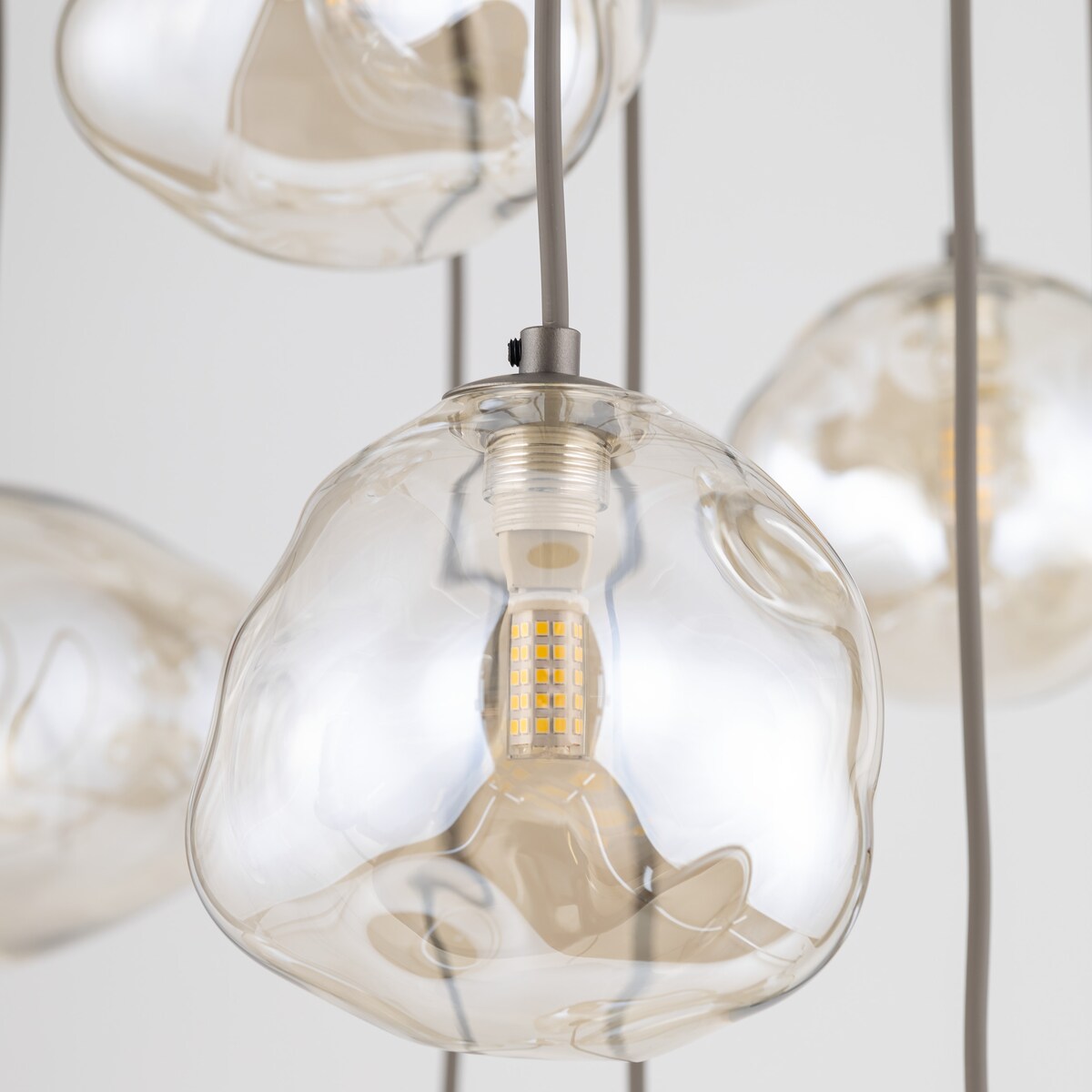 Lampa Wisząca Na Kole Tk Lighting Nebia Brązowa Tytan Kaskada 13Xg9 Koniakowe Klosze Nieregularne Szkło