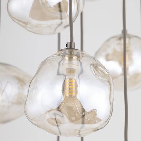 Lampa Wisząca Na Kole Tk Lighting Nebia Brązowa Tytan Kaskada 13Xg9 Koniakowe Klosze Nieregularne Szkło