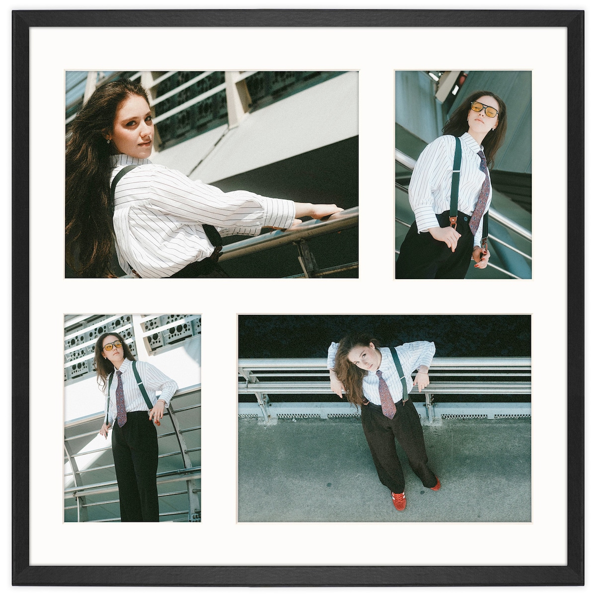 Ramka na 4 zdjęcia 2x 10x15 cm 2x 15x21 cm czarna foto galeria 40x40 cm FRAMAI