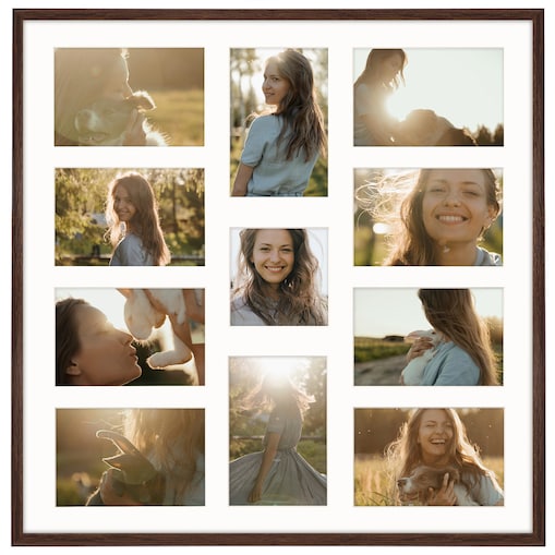 Ramka na zdjęcia 1x 10x10 10x 10x15 brązowa galeria na 11 zdjęć multirama 50x50 FRAMAI