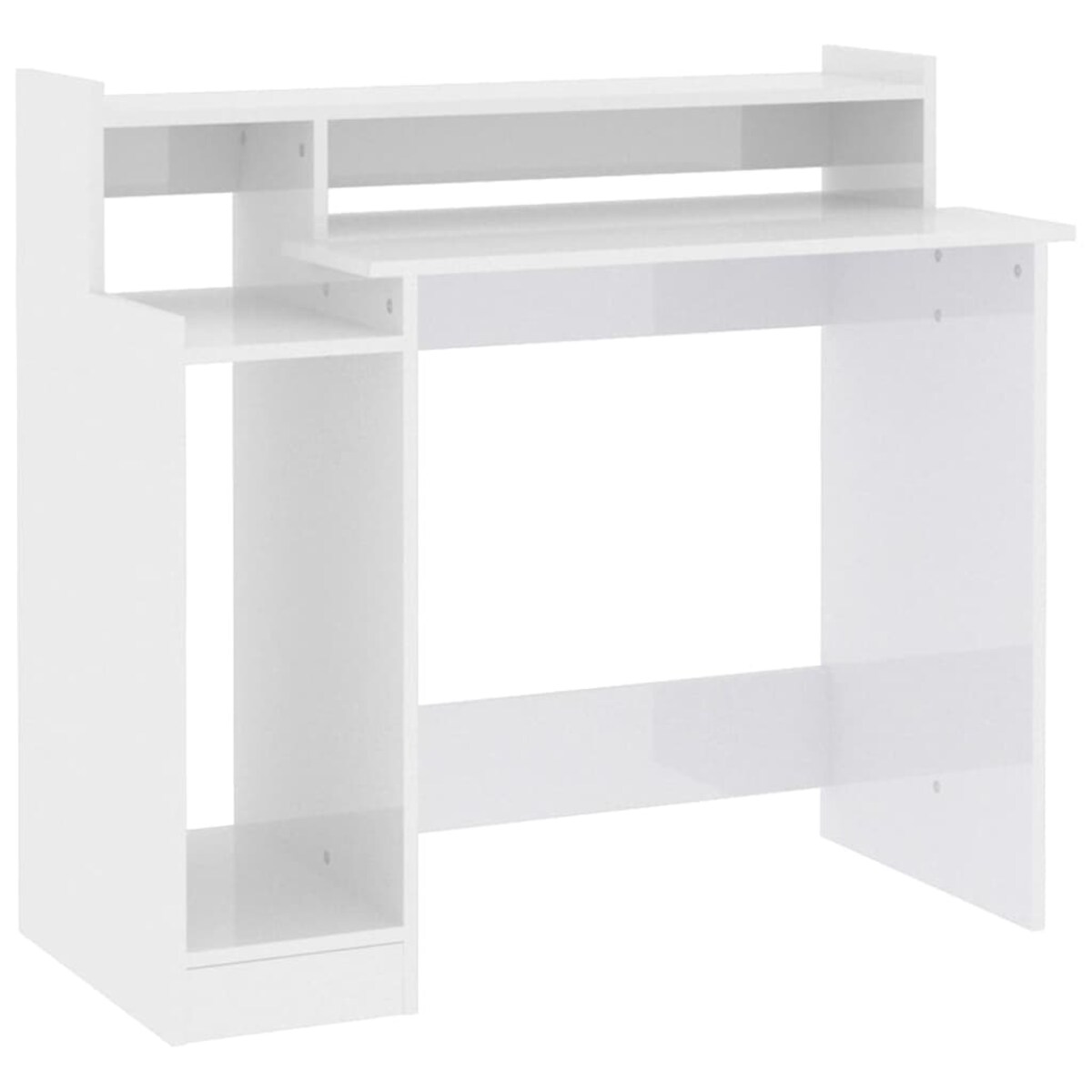 vidaXL Biurko z podświetleniem LED, białe, wysoki połysk, 97x45x90 cm