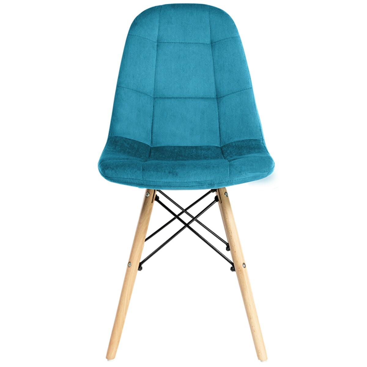 Krzesło tapicerowane skandynawskie nowoczesne welurowe turkusowe