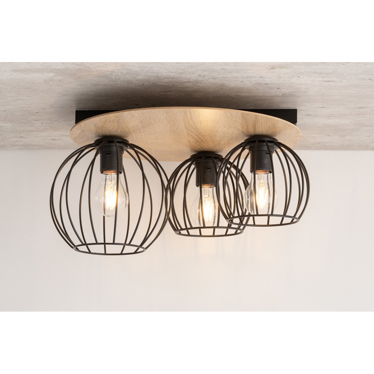 Lampa sufitowa Cyber 32356 druciak do przedpokoju czarny drewno