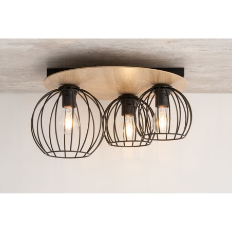 Lampa sufitowa Cyber 32356 druciak do przedpokoju czarny drewno