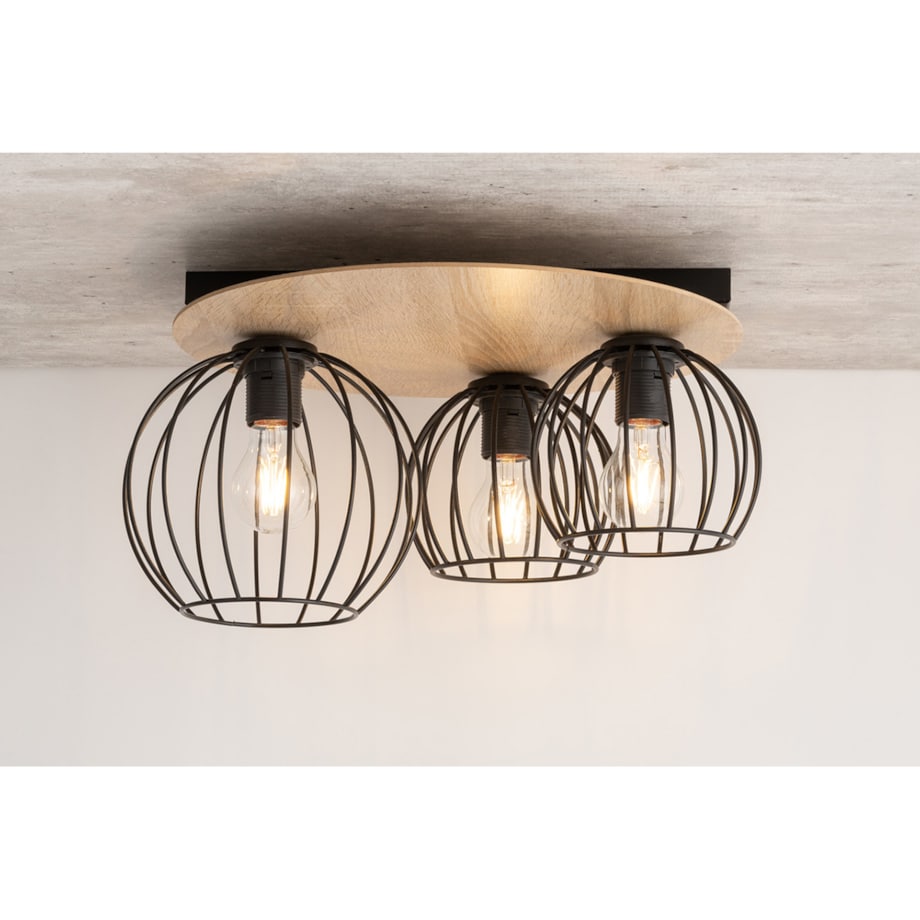 Lampa sufitowa Cyber 32356 druciak do przedpokoju czarny drewno