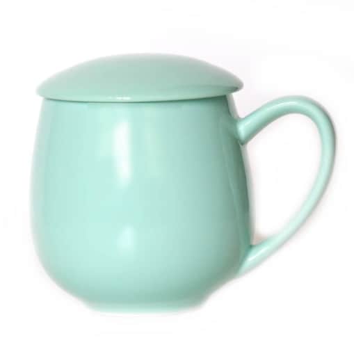 Kubek z zaparzaczem i pokrywką miętowy - idealny zestaw do przygotowania herbaty, perfekcyjny podarunek prezent dla mamy, taty, babci, dziadka