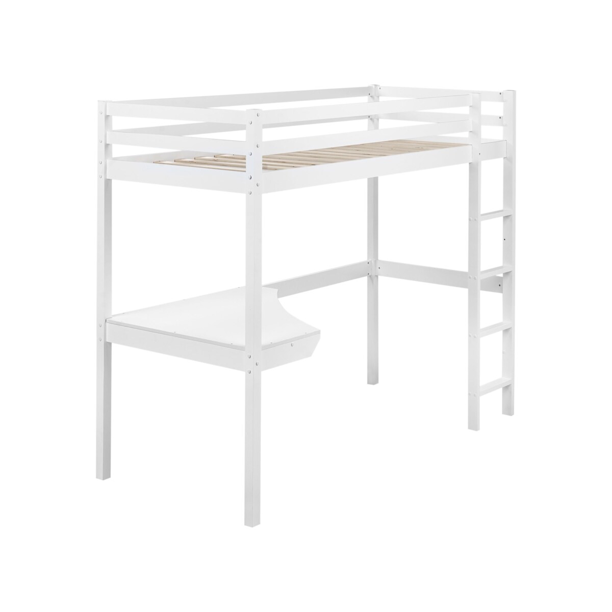 Łóżko na antresoli z biurkiem Drewno sosnowe LOURY 90 x 200 cm Biały