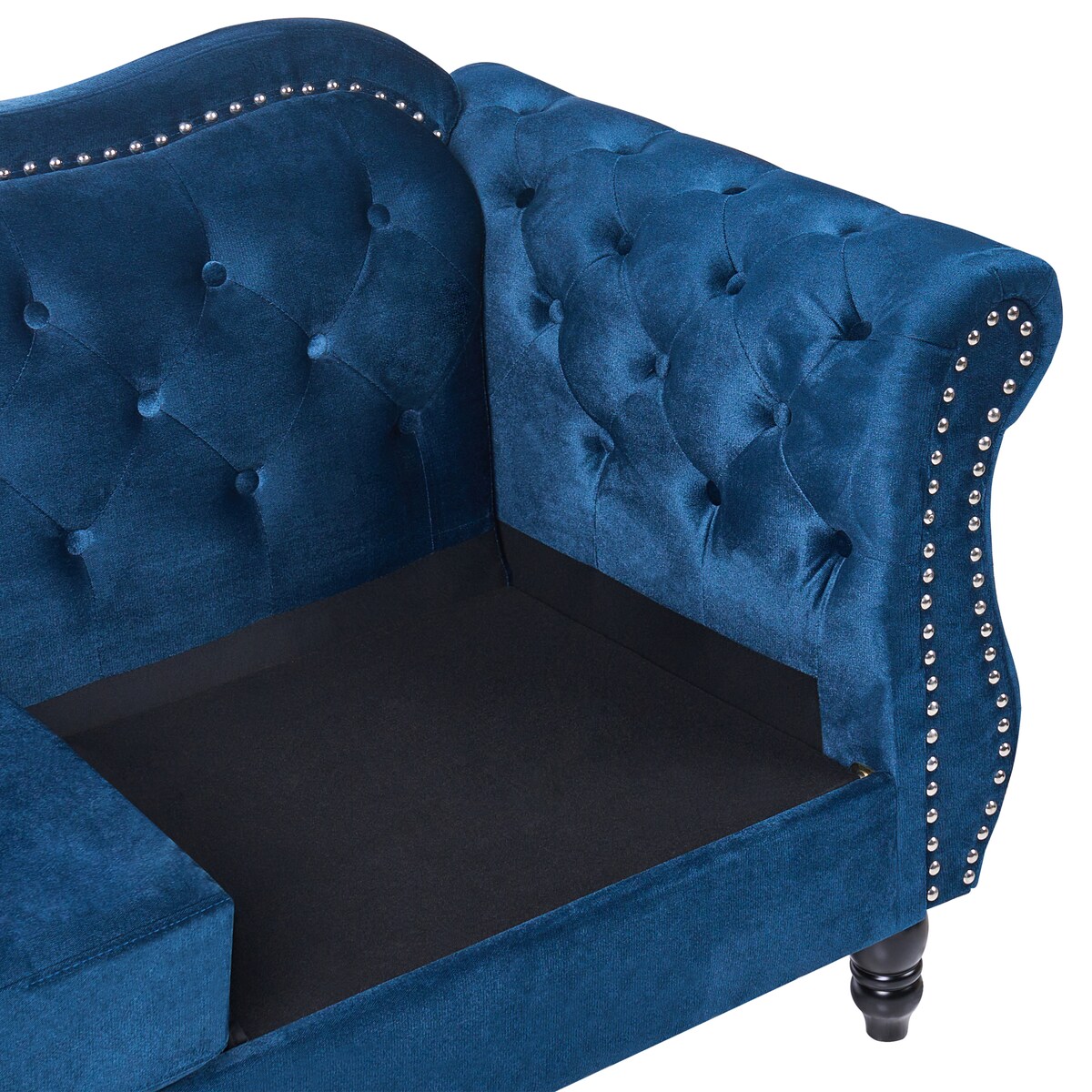 Sofa dla 3 osób SKIEN Welur Granatowy