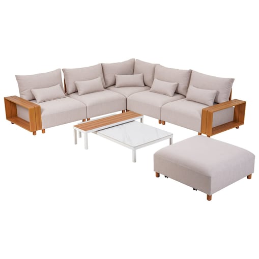 Zestaw mebli ogrodowych Kalem beżowy, modułowy, komplet wypoczynkowy