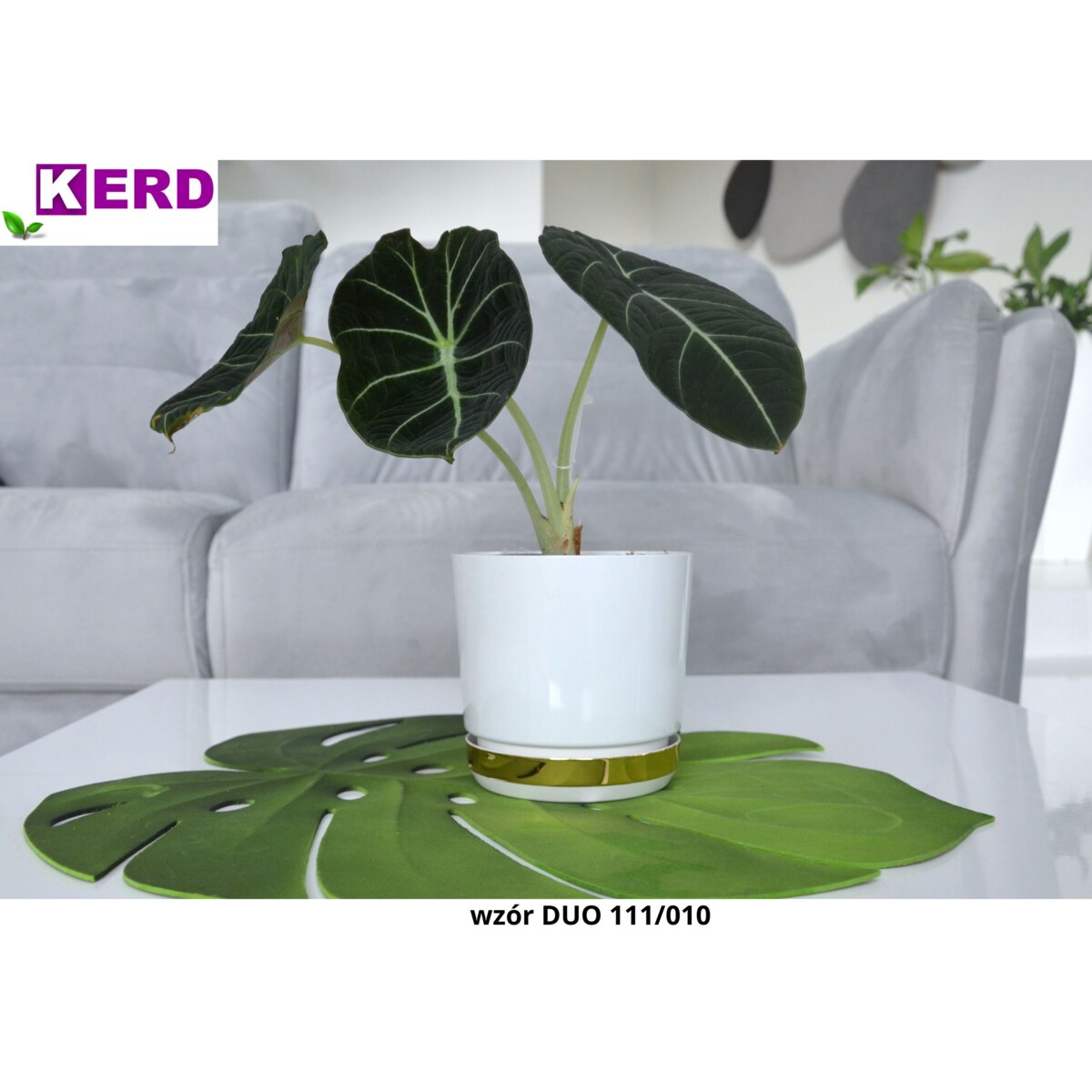 14 Doniczka DUO BIAŁA z podstawką ZŁOTO B. dwukolorowa nowoczesna z połyskiem drenażem elegancka