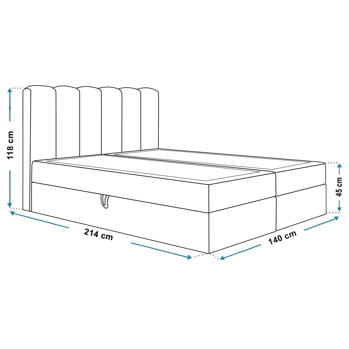 Łóżko kontynentalne FOX 10 140x200 z pojemnikiem i materacem- szare
