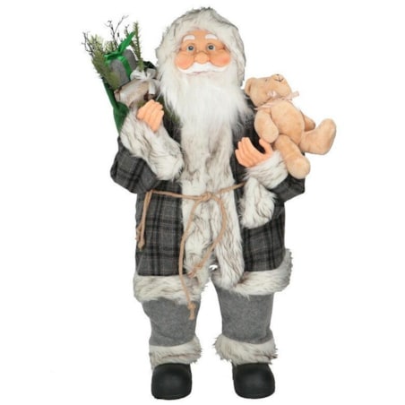 Figurka - Mikołaj z pluszowym misiem 80x45 cm