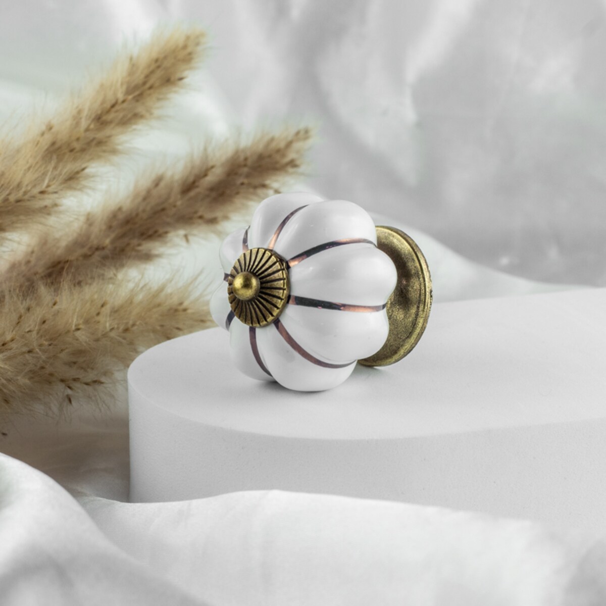 Gałka meblowa retro cermiczna uchwyt do mebli klasyczny złoty porcelanowy