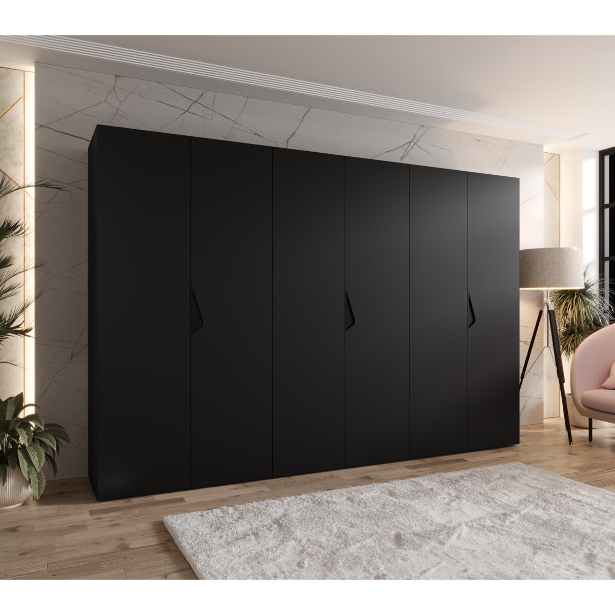 Szafa uchylna Sandi 1 300 (3X100) wys 202 cm Czarny + u Czarny