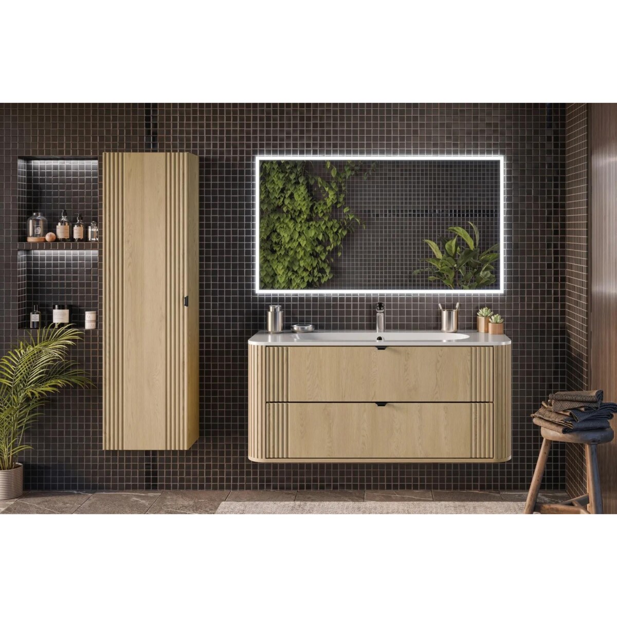 Szafka pod umywalkę OVALIA CREMONA 2S 120cm dąb cremona