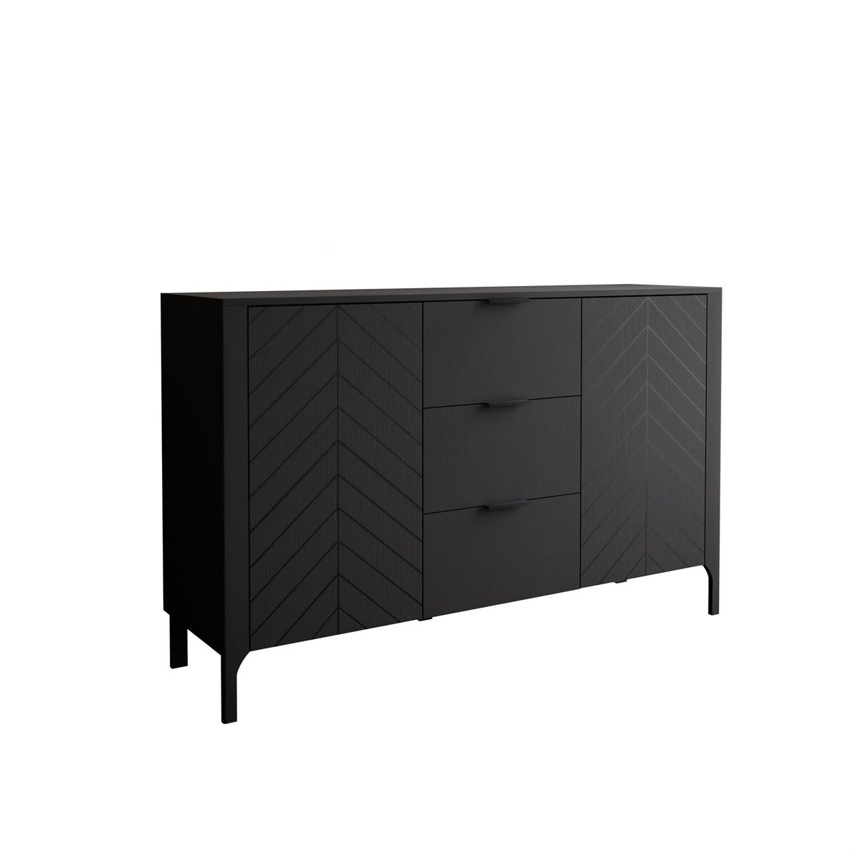 Dwudrzwiowa komoda z szufladami LUMI, czarna