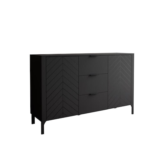 Dwudrzwiowa komoda z szufladami LUMI, czarna