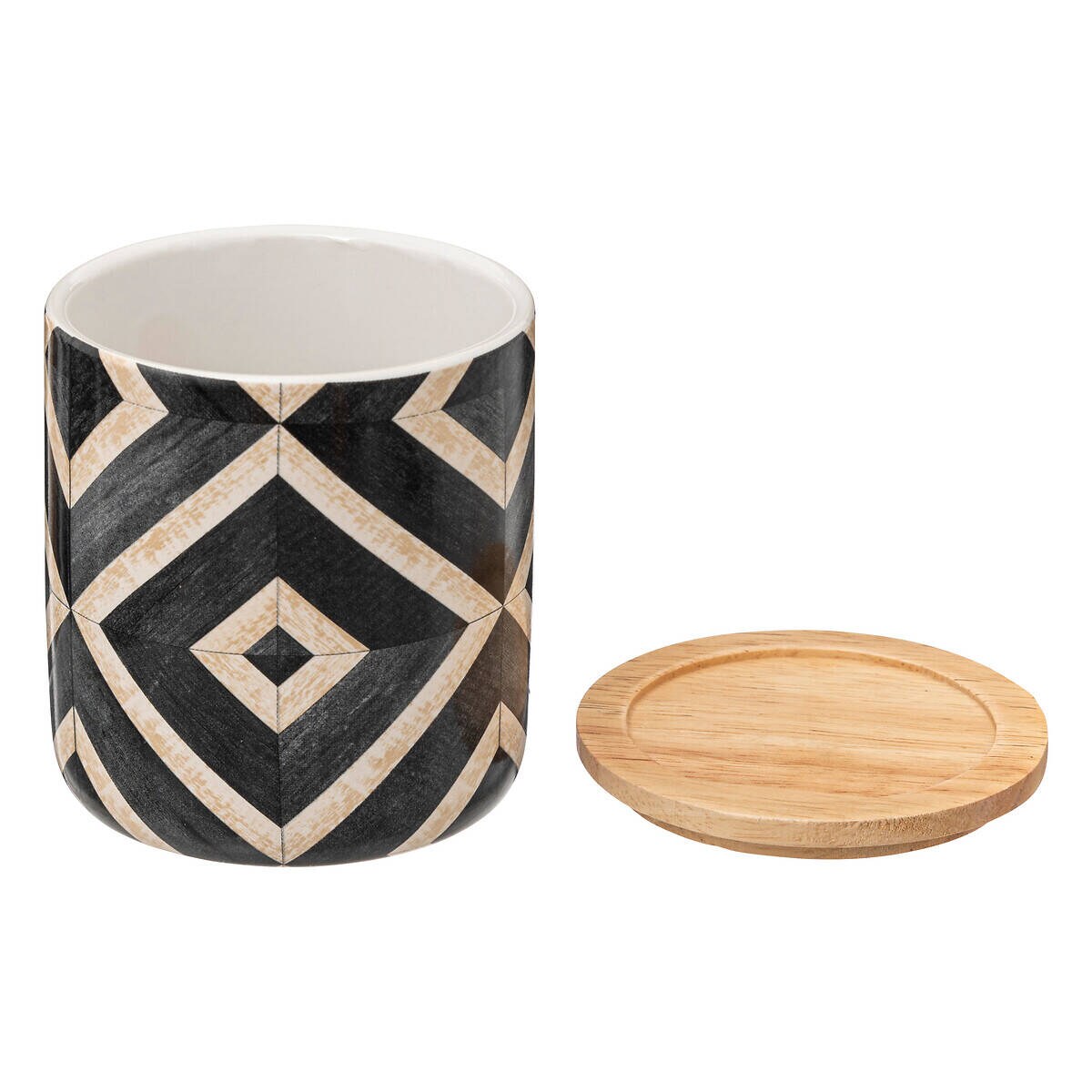 Pojemnik ceramiczny z pokrywą HAPACHE, wzór etno, Ø 9,8 cm