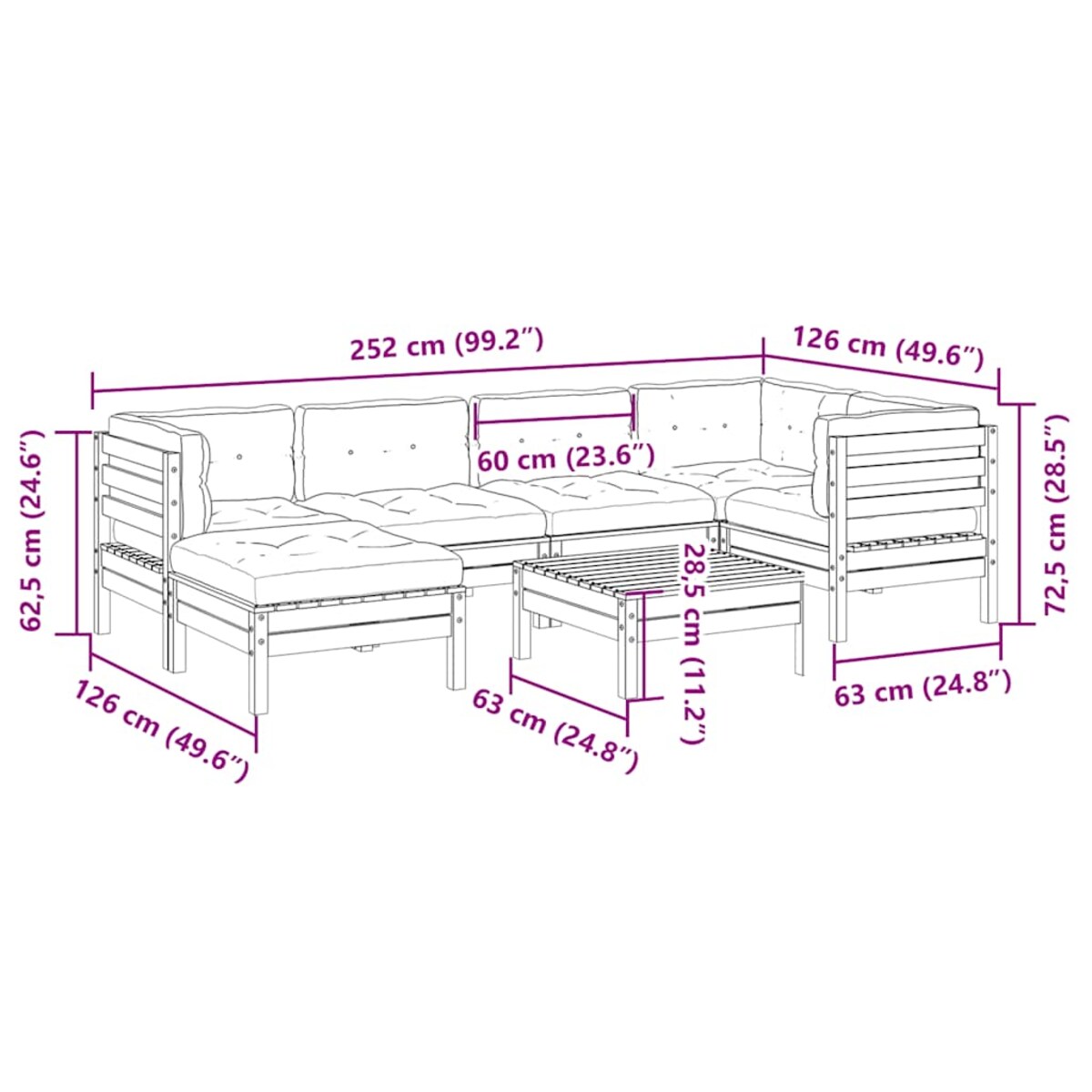 vidaXL 7-cz zestaw wypoczynkowy do ogrodu, z poduszkami, woskowy brąz