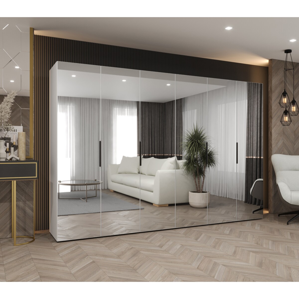 Szafa uchylna otwierana MARBELLA 3 300 wys. 202 cm Biały + u. Czarny