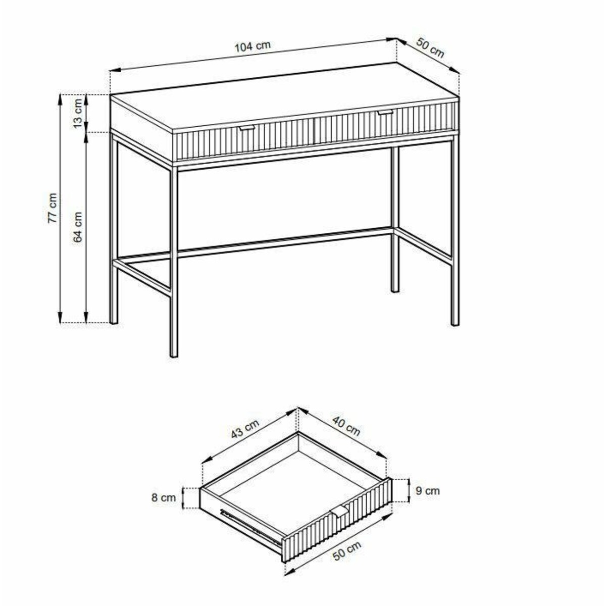 Toaletka Delicious ryflowana szara złote nogi