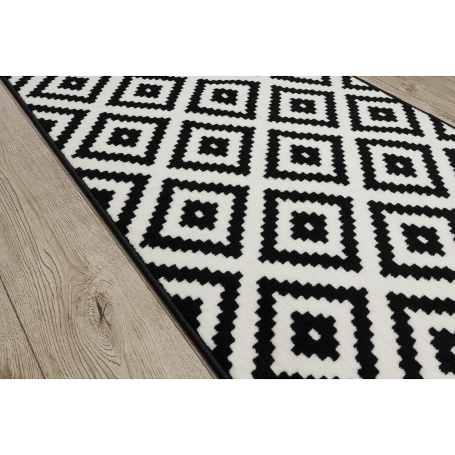CHODNIK BCF MORAD Ruta romby czarny / krem 90 90x790 cm