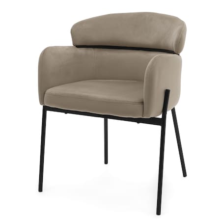 Krzesło tapicerowane welurowe do salonu BOLZANO ciemnobeżowe