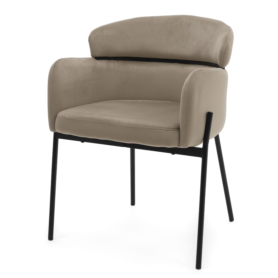 Krzesło tapicerowane welurowe do salonu BOLZANO ciemnobeżowe