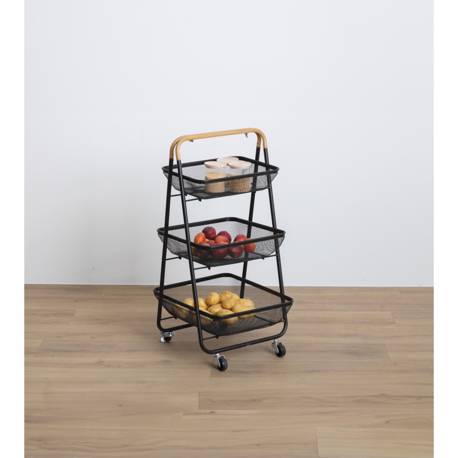 Wózek kuchenny metalowy 86x48x41,5 cm ZEWA czarny