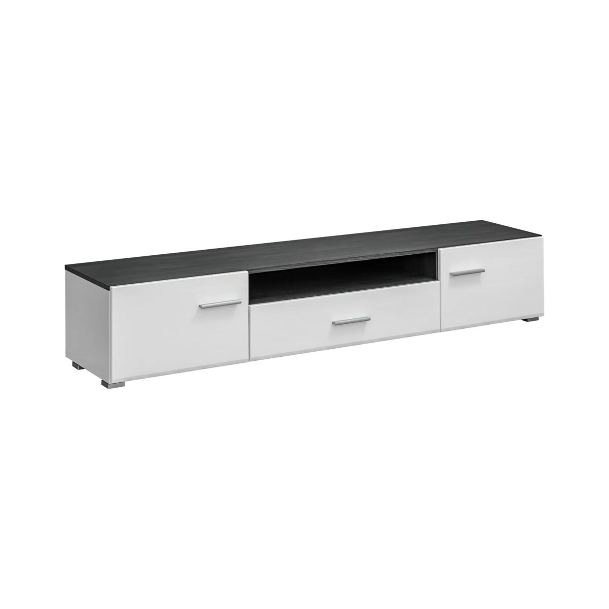 Szafka RTV SOLIDO TWIN 180 sosna czarna/biały połysk