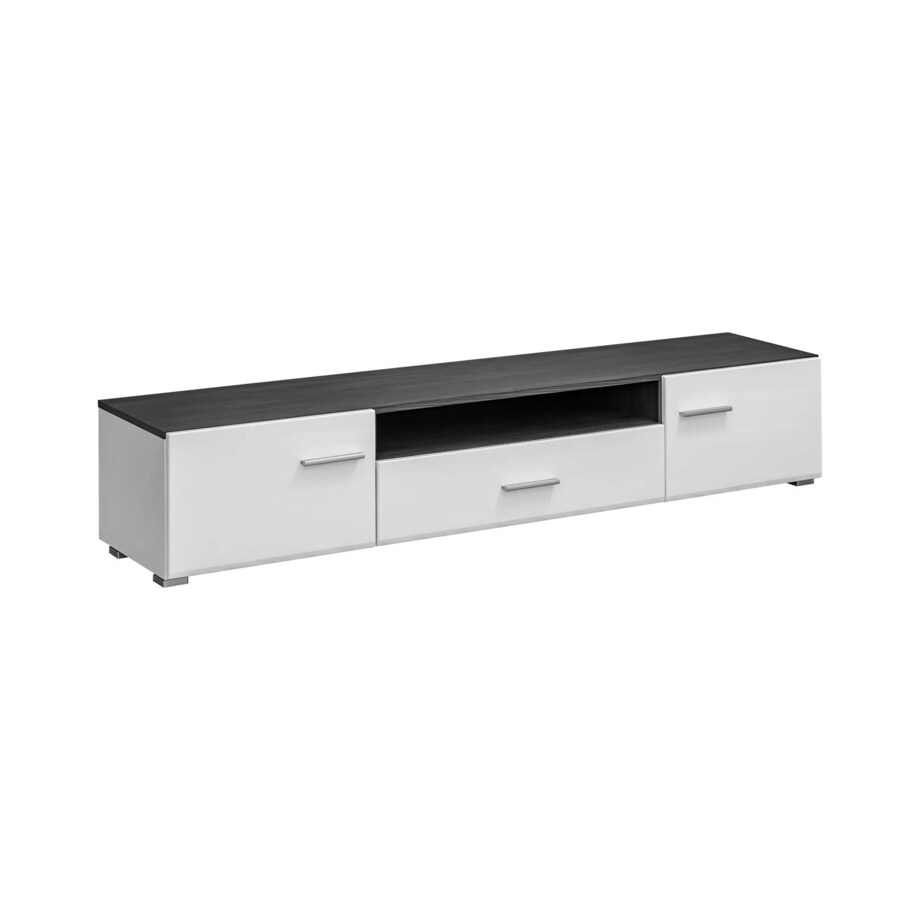 Szafka RTV SOLIDO TWIN 180 sosna czarna/biały połysk