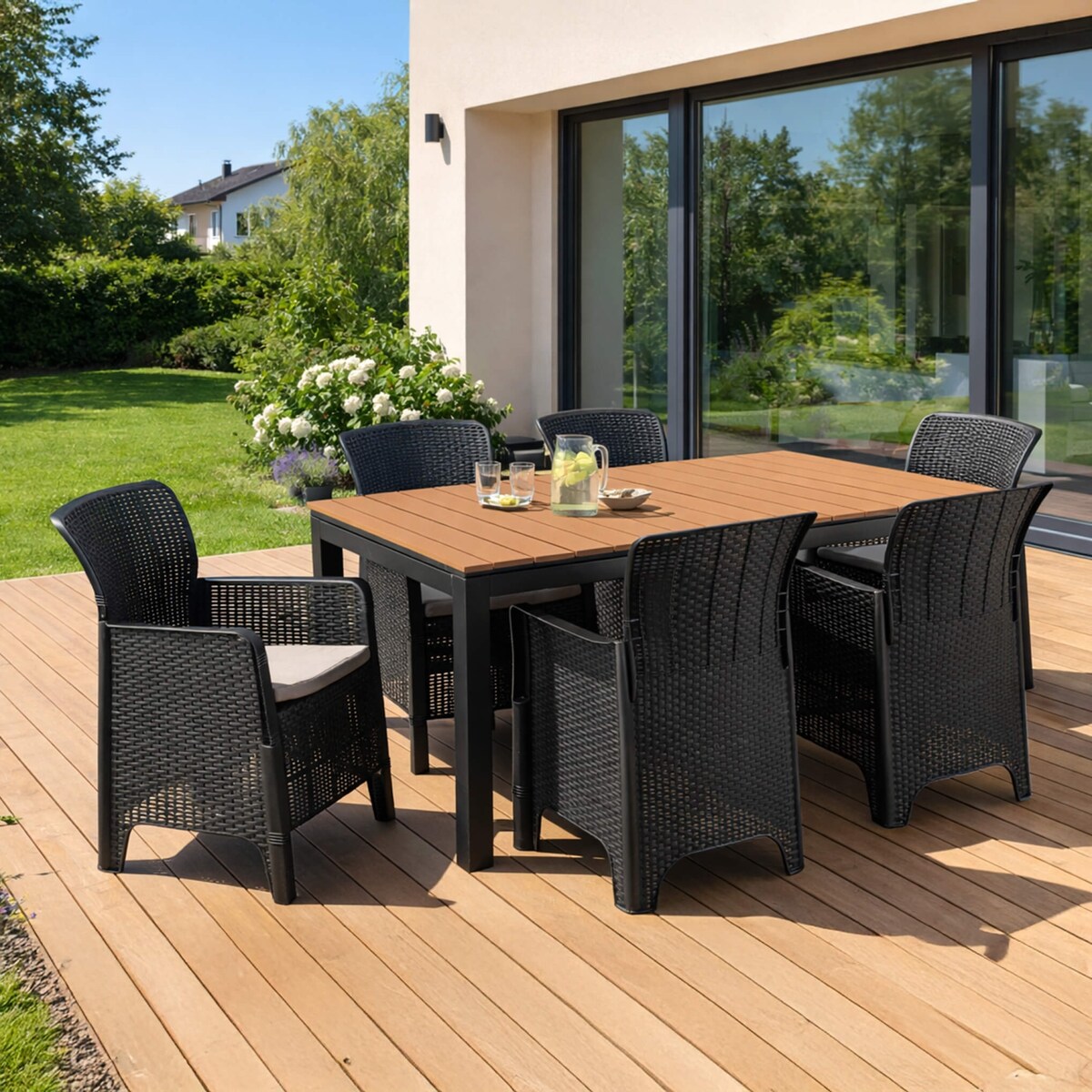 Zestaw Mebli Ogrodowych Na Taras Ogród Technorattan Czarny Dąb