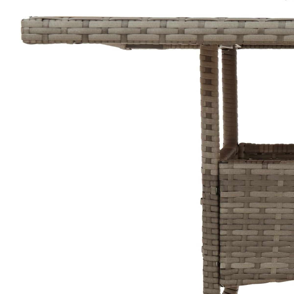 vidaXL Stół ogrodowy z akacjowym blatem, szary, 80x80x75 cm, rattan PE