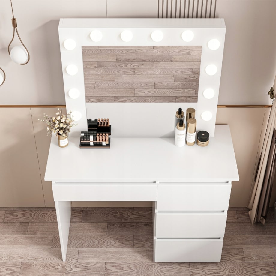 Toaletka do makijażu wizażu kosmetyczna z lustrem led nowoczesna loft 90 cm