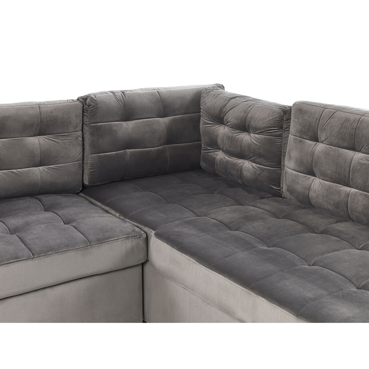 Narożnik welurowy lewostronny rozkładany szary VARNAMO