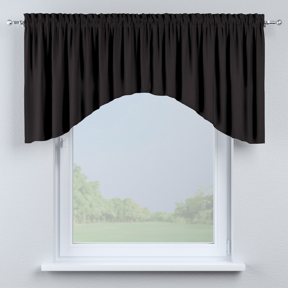 Lambrekin łuk, Black (czarny), 250 x 75+5 cm grzywka, Cotton Panama
