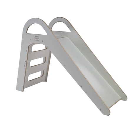 MeowBaby® Drewniana Zjeżdżalnia dla Dziecka do pokoju 87x46cm Montessori, Szara